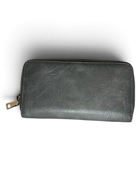 Gray Zip-Around Leather Wallet - Modern Women's Wallet
